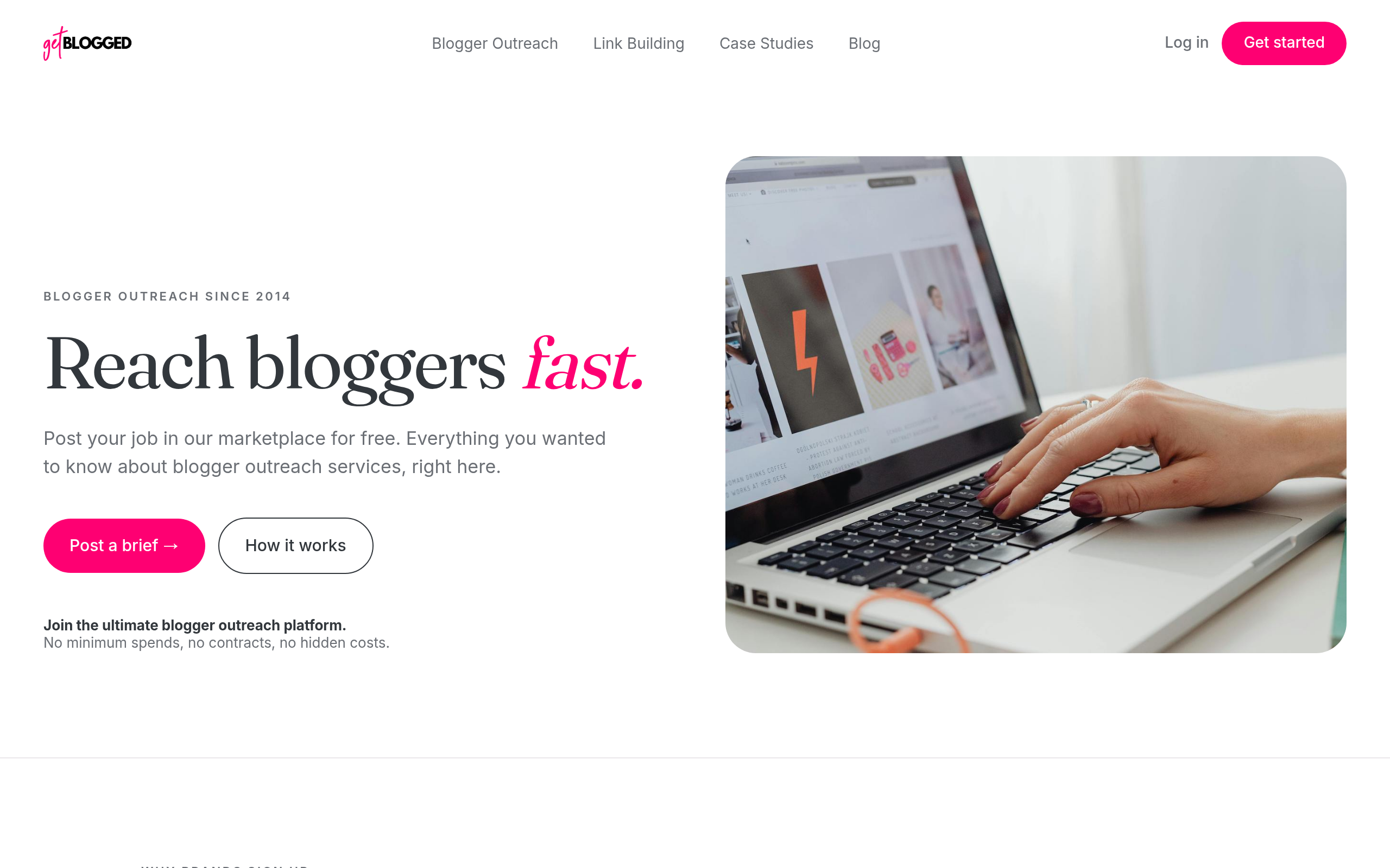 Get Blogged marketplace page for posting jobs and hiring bloggers