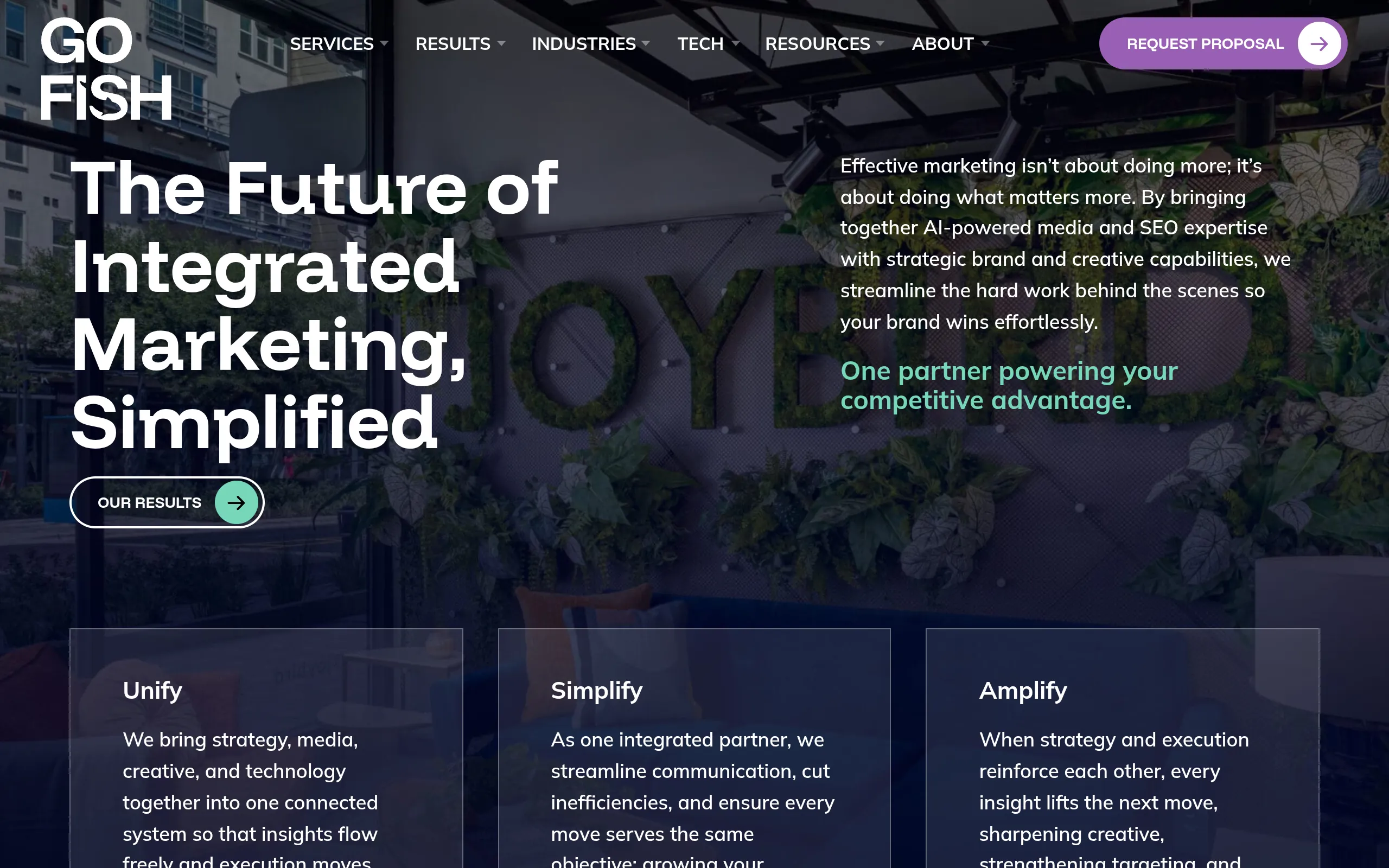 Go fish digital SEO first digital PR agency homepage