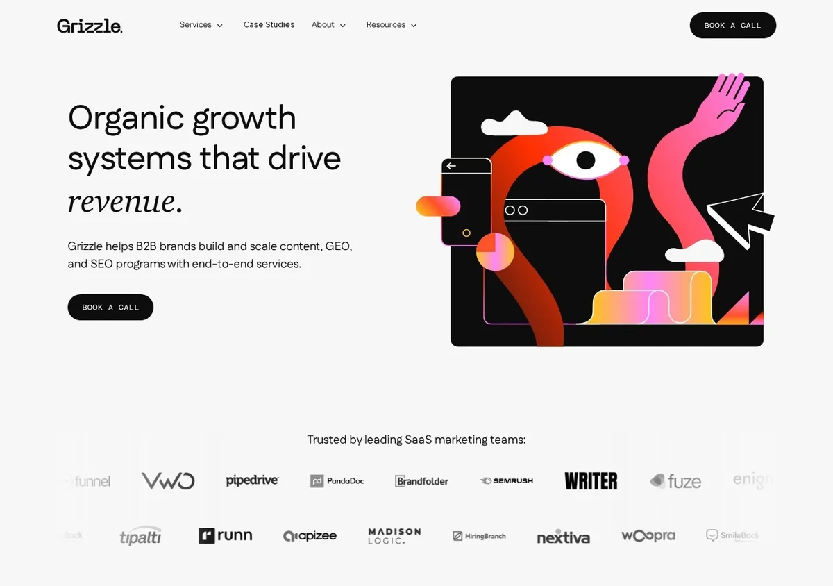 Grizzle SaaS digital PR agency website screenshot