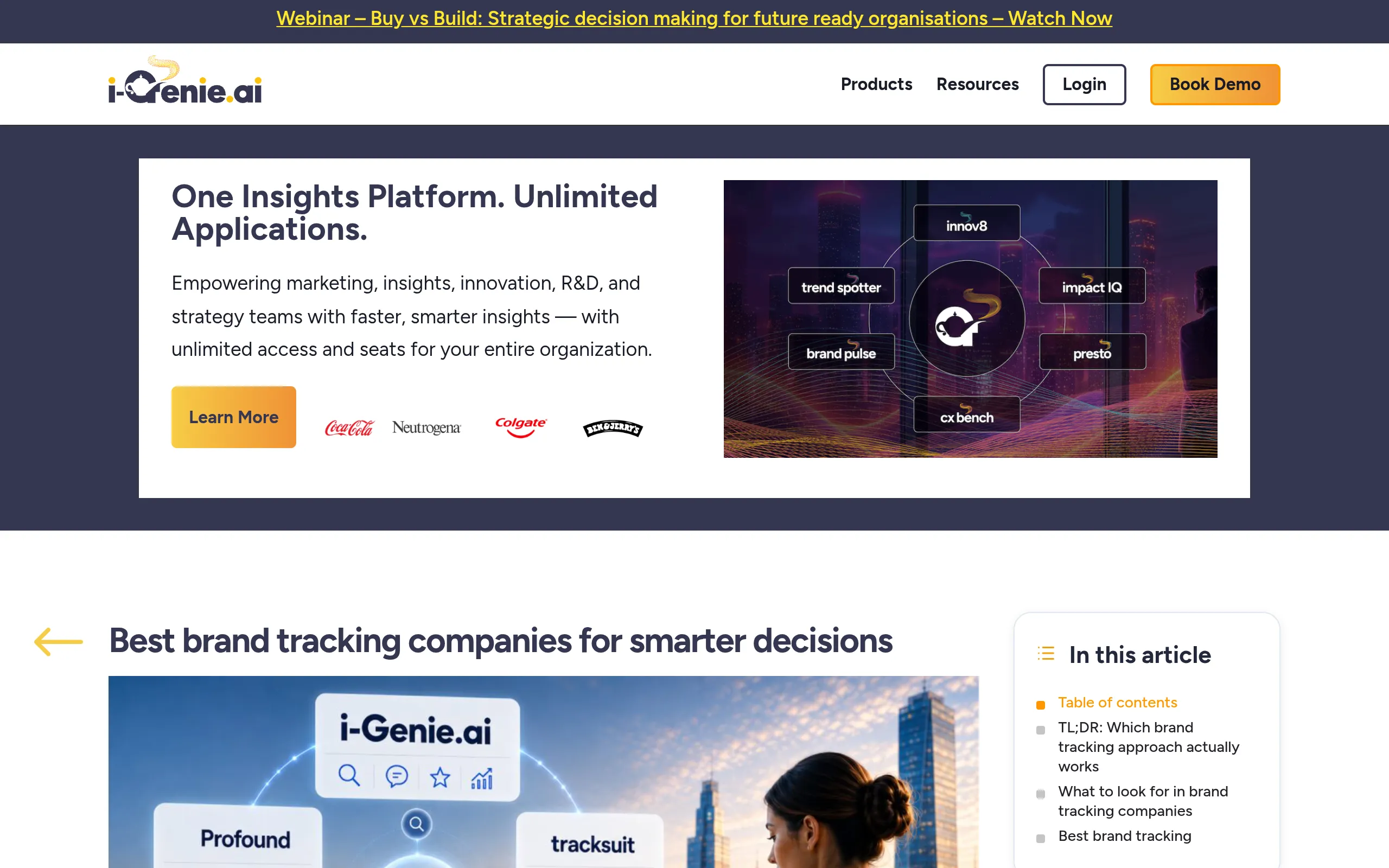 I genie AI behavioral brand tracking comparison page