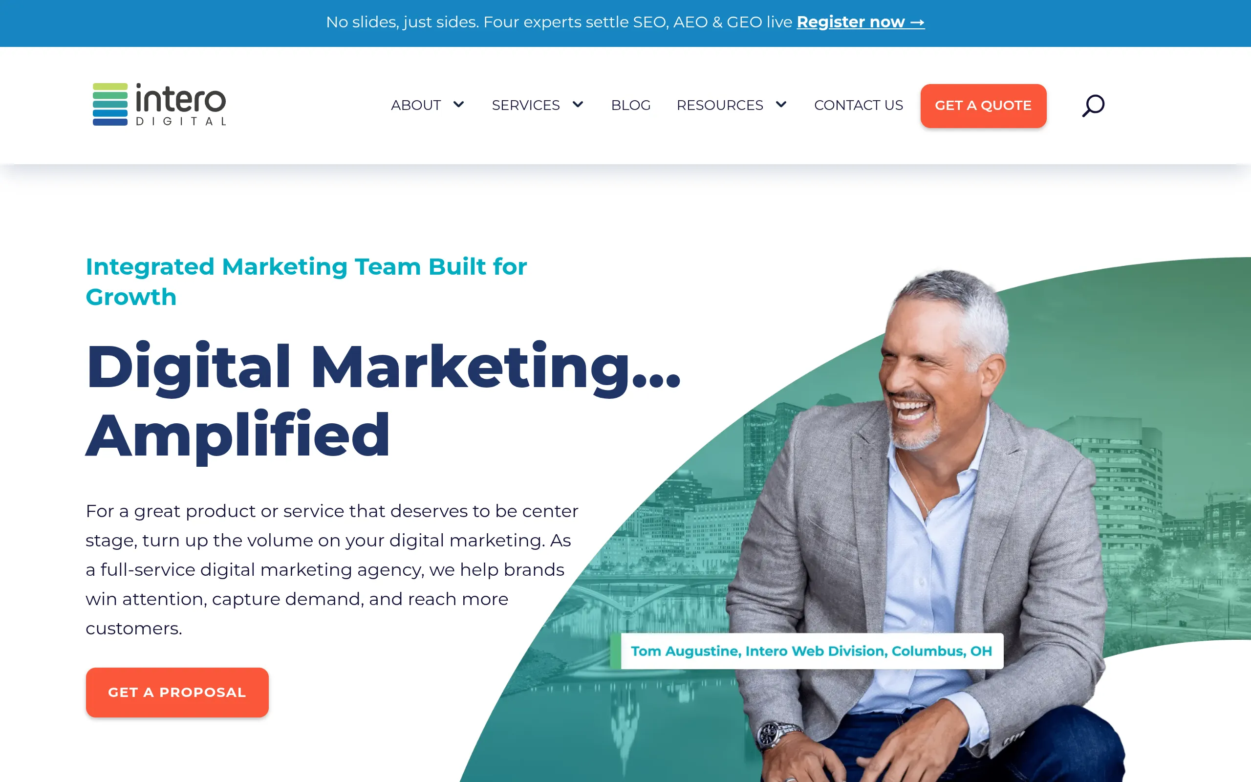 Intero digital full service SEO and content agency homepage