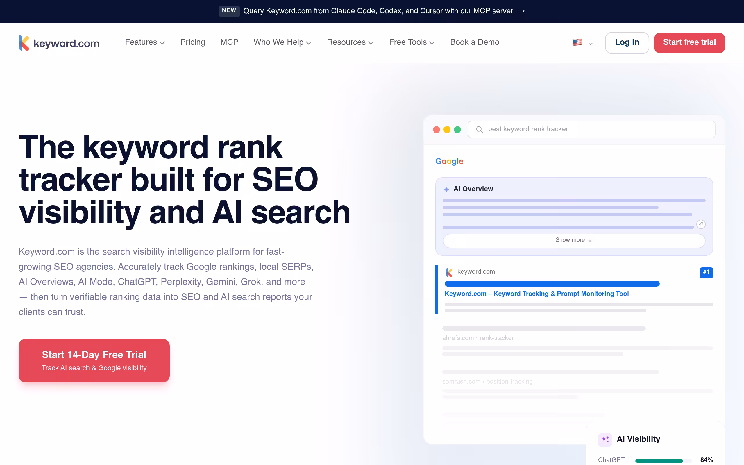 Keyword com AI visibility tracker for ChatGPT mentions