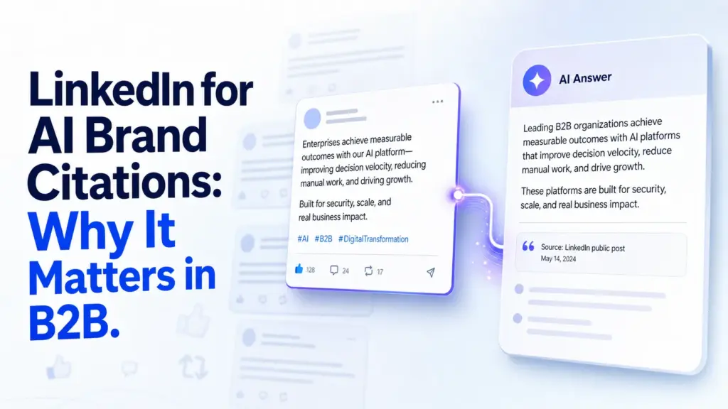 linkedin-post-rising-into-ai-answer-panel-above-faint-engagement-metrics