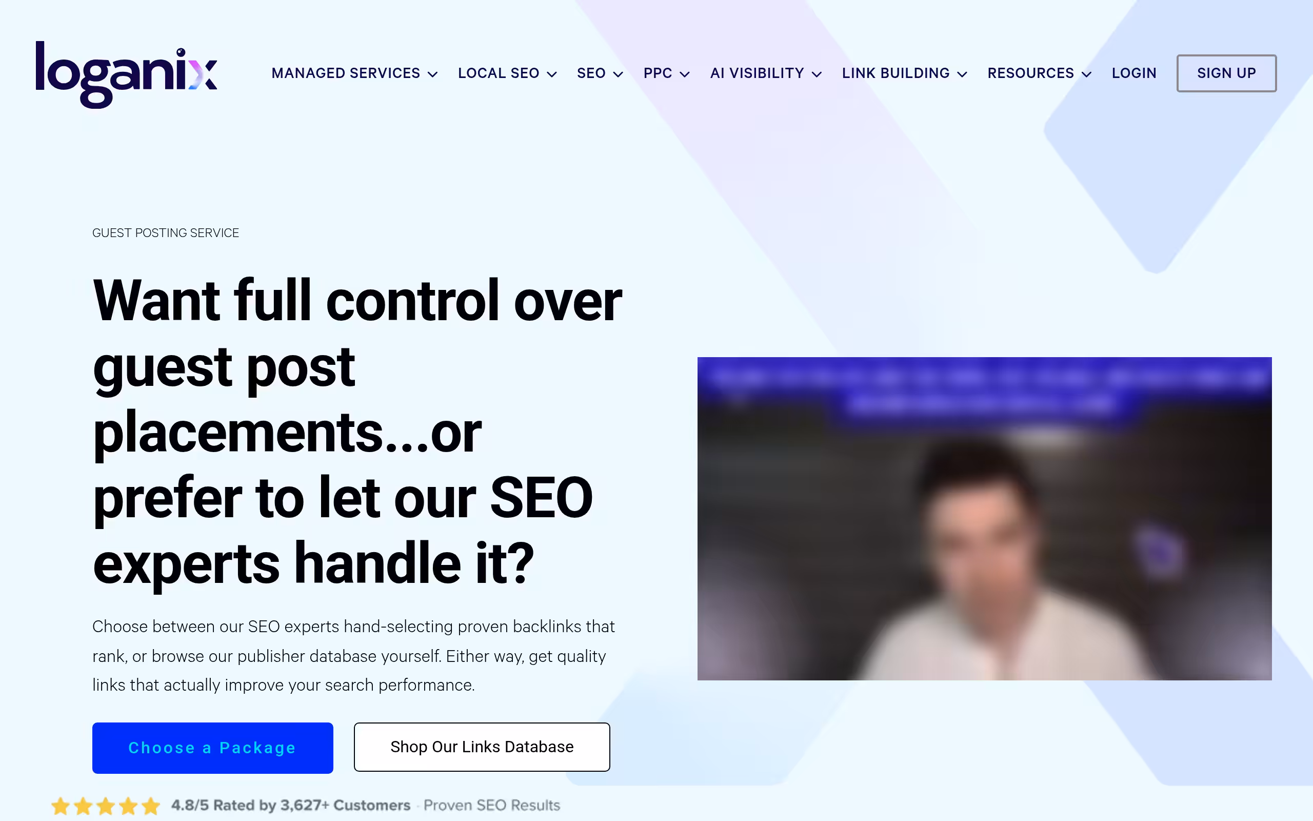 Loganix managed guest posting service page