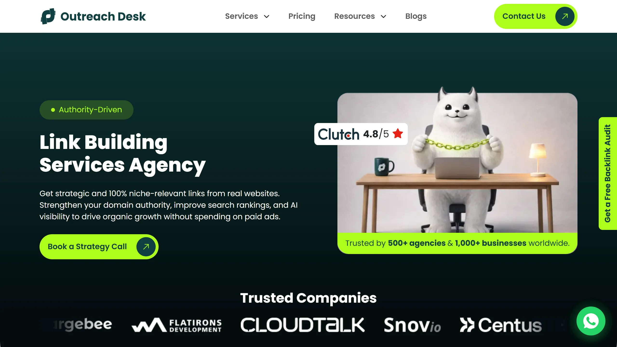 OutreachDesk managed transparent outreach and link building agency homepage
