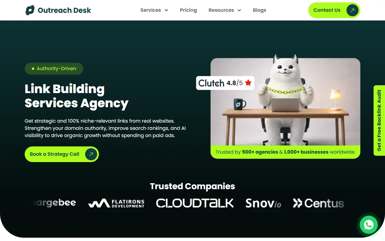 Screenshot of https://outreachdesk.com