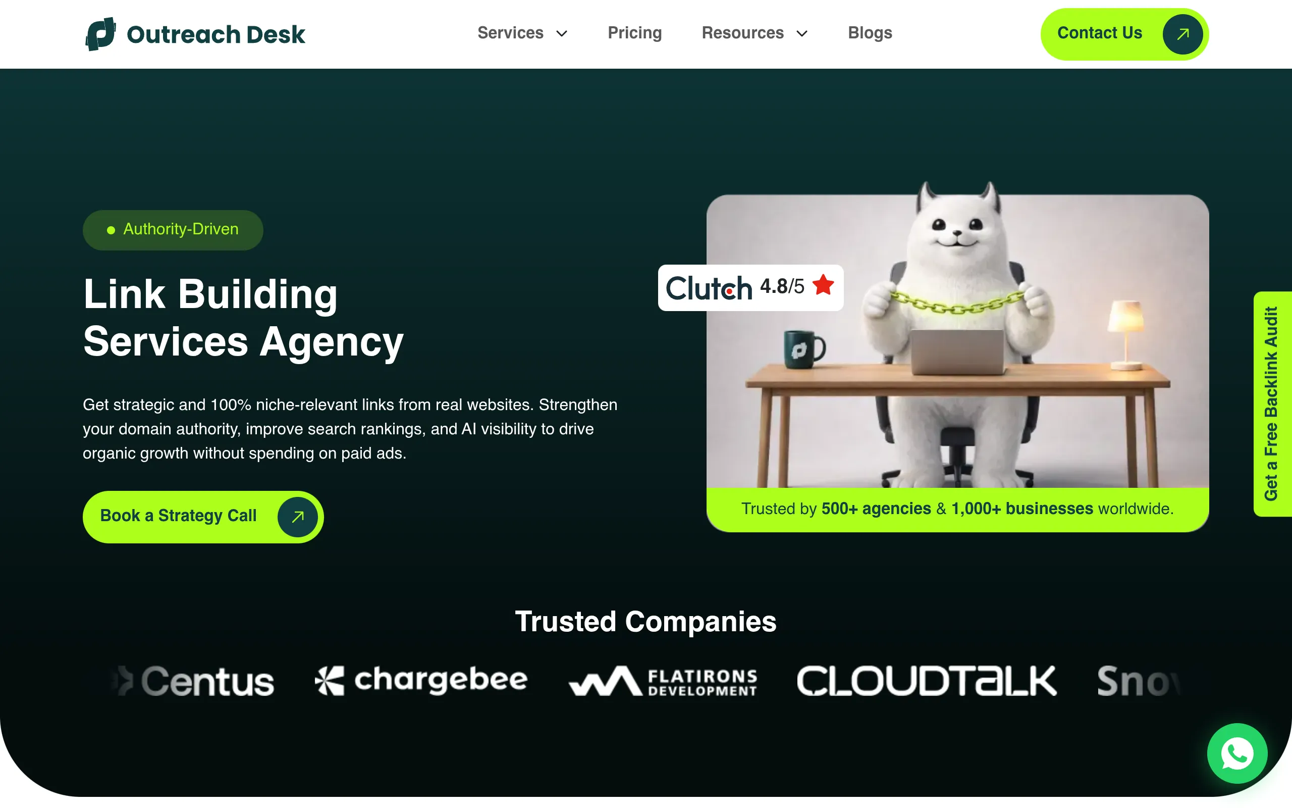 outreachdesk editorial link building agency homepage