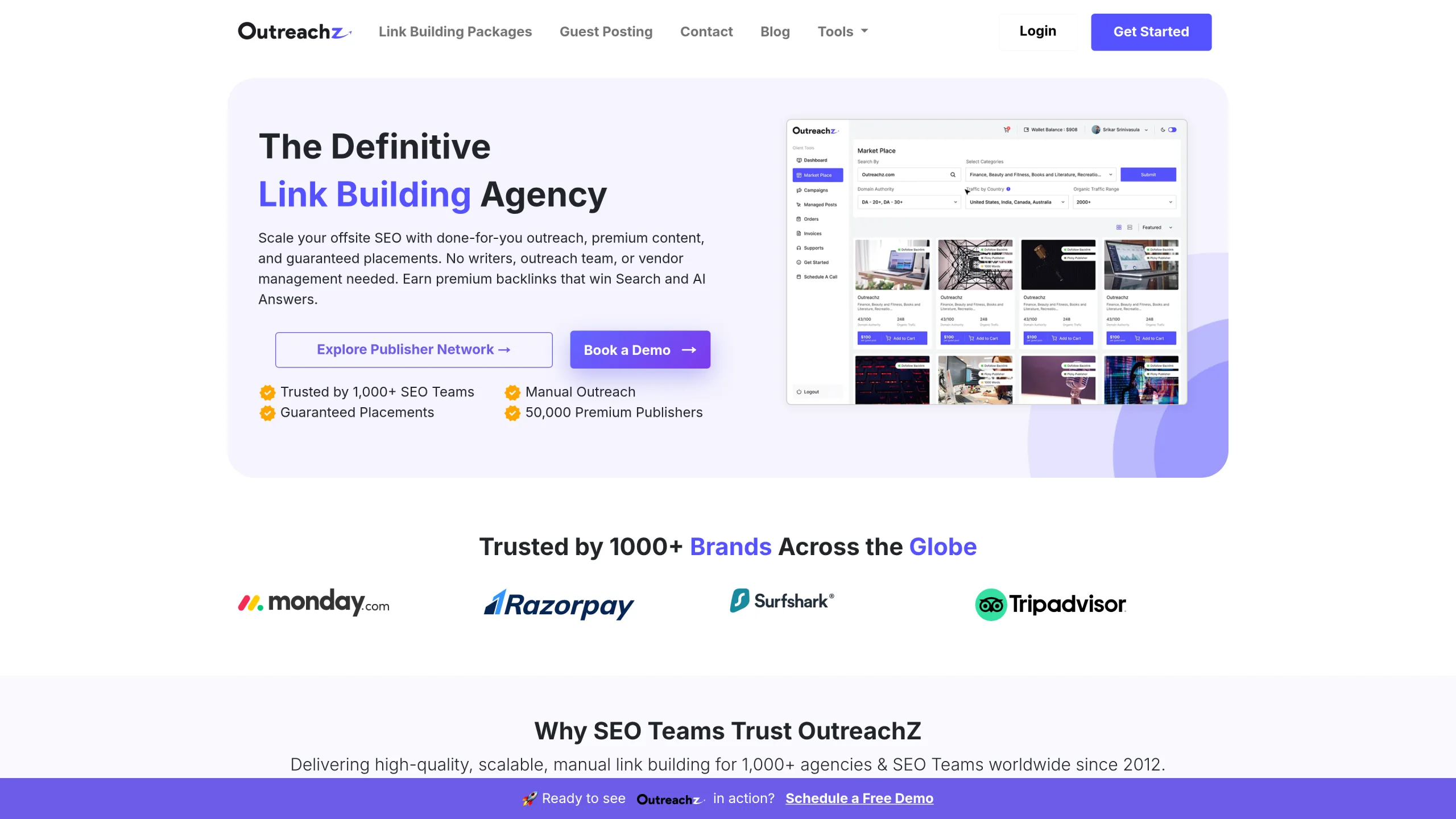 Screenshot of https://outreachz.com