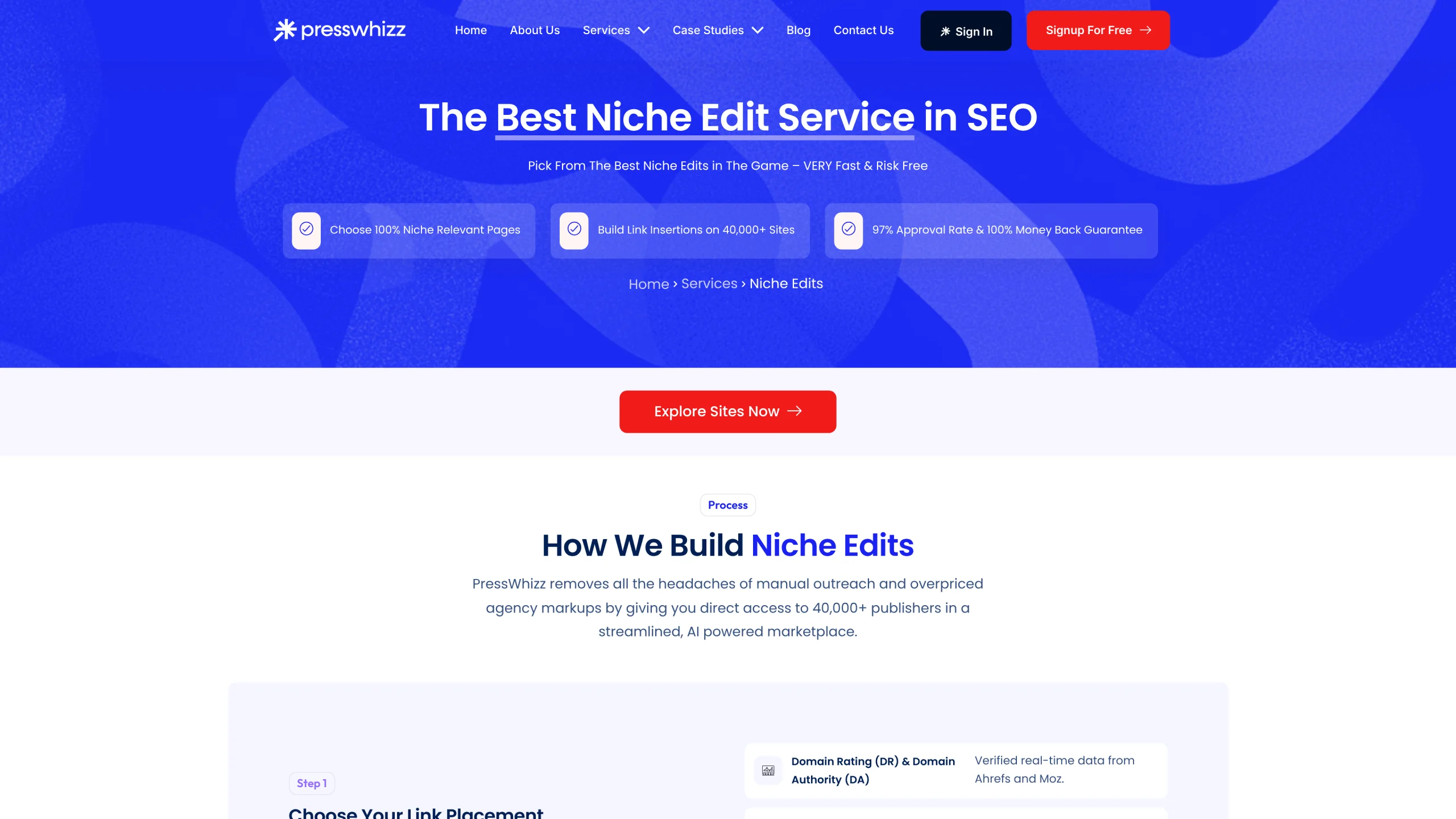 Screenshot of https://presswhizz.com/services/niche-edits/