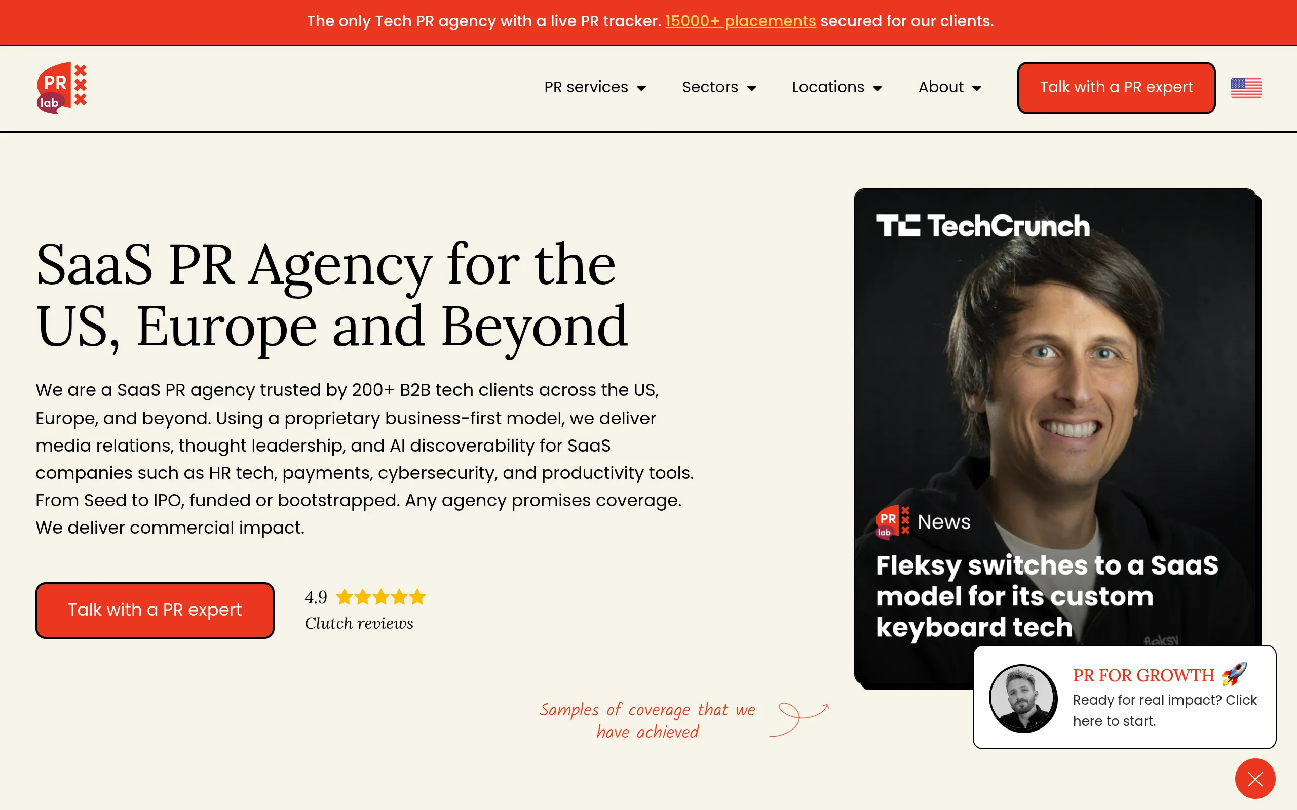 PRLab SaaS PR agency website screenshot