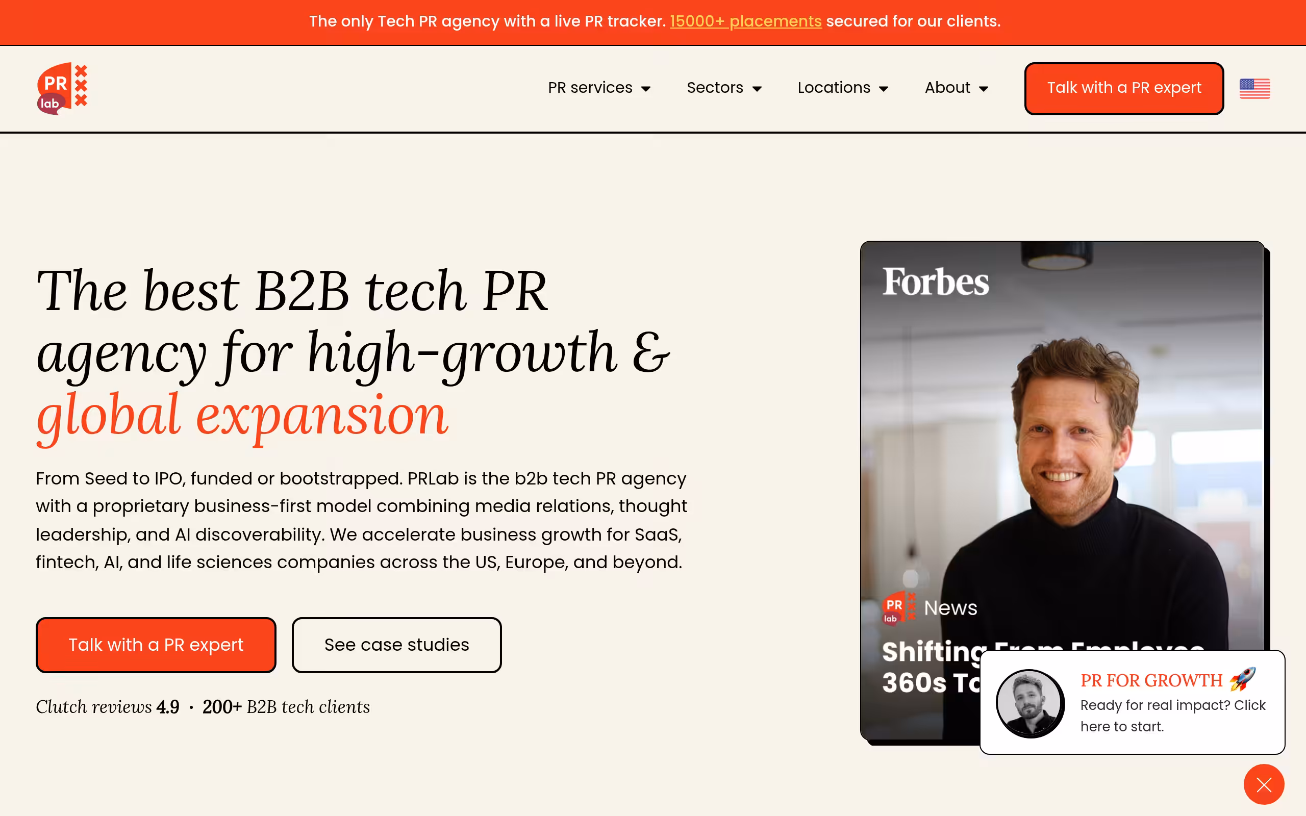 PRLab international tech and startup digital PR website