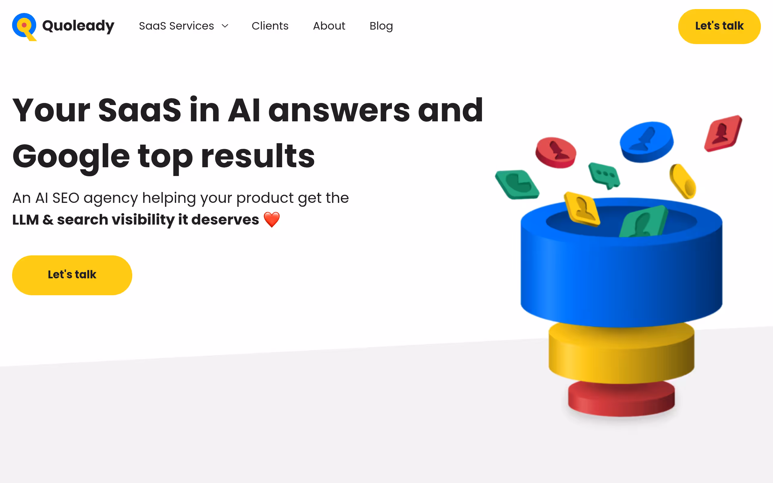 Quoleady lean B2B SaaS content and SEO agency homepage
