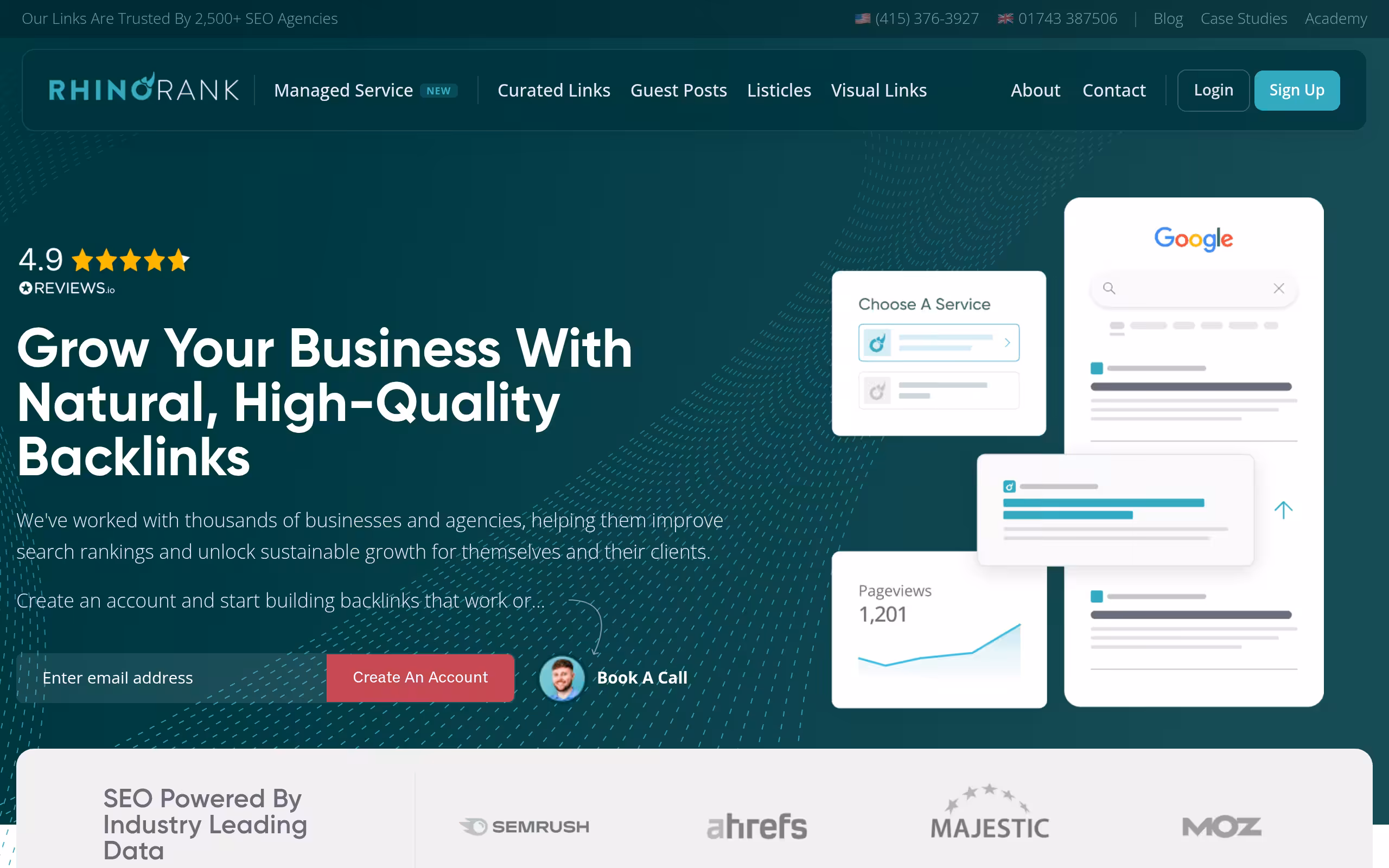 Rhino rank streamlined link building service