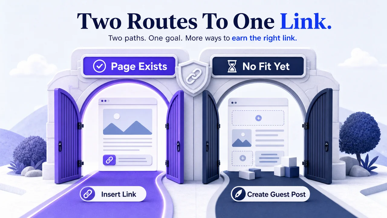 Two gateways deciding between link insertion and guest post