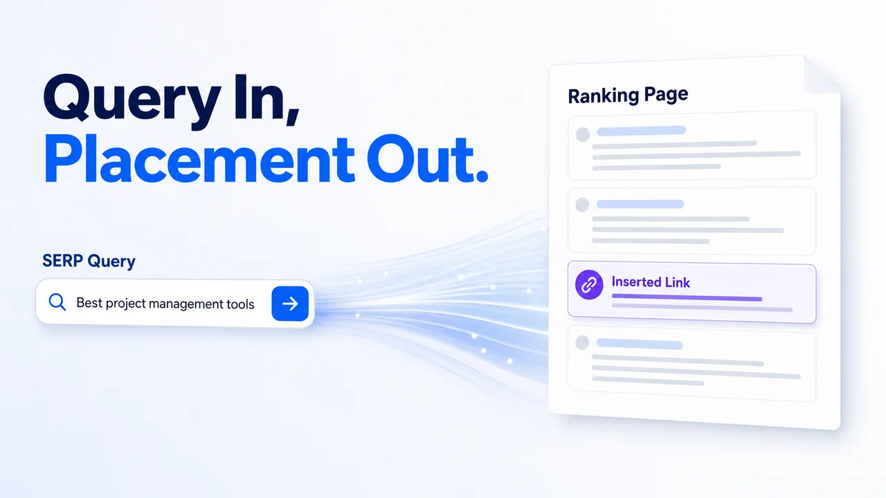 Search query flowing into ranking page with inserted link