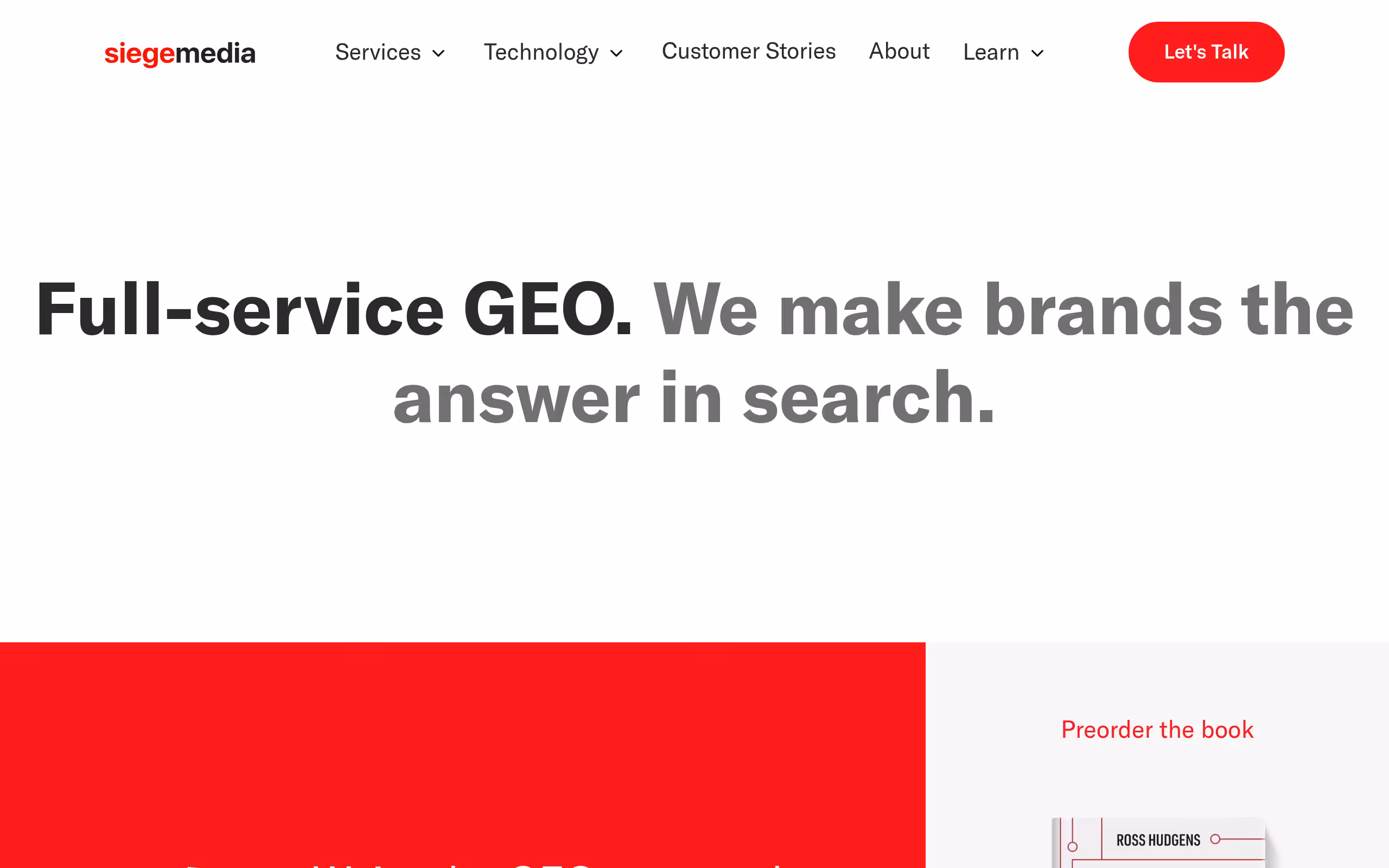 Siege media linkable editorial asset agency homepage