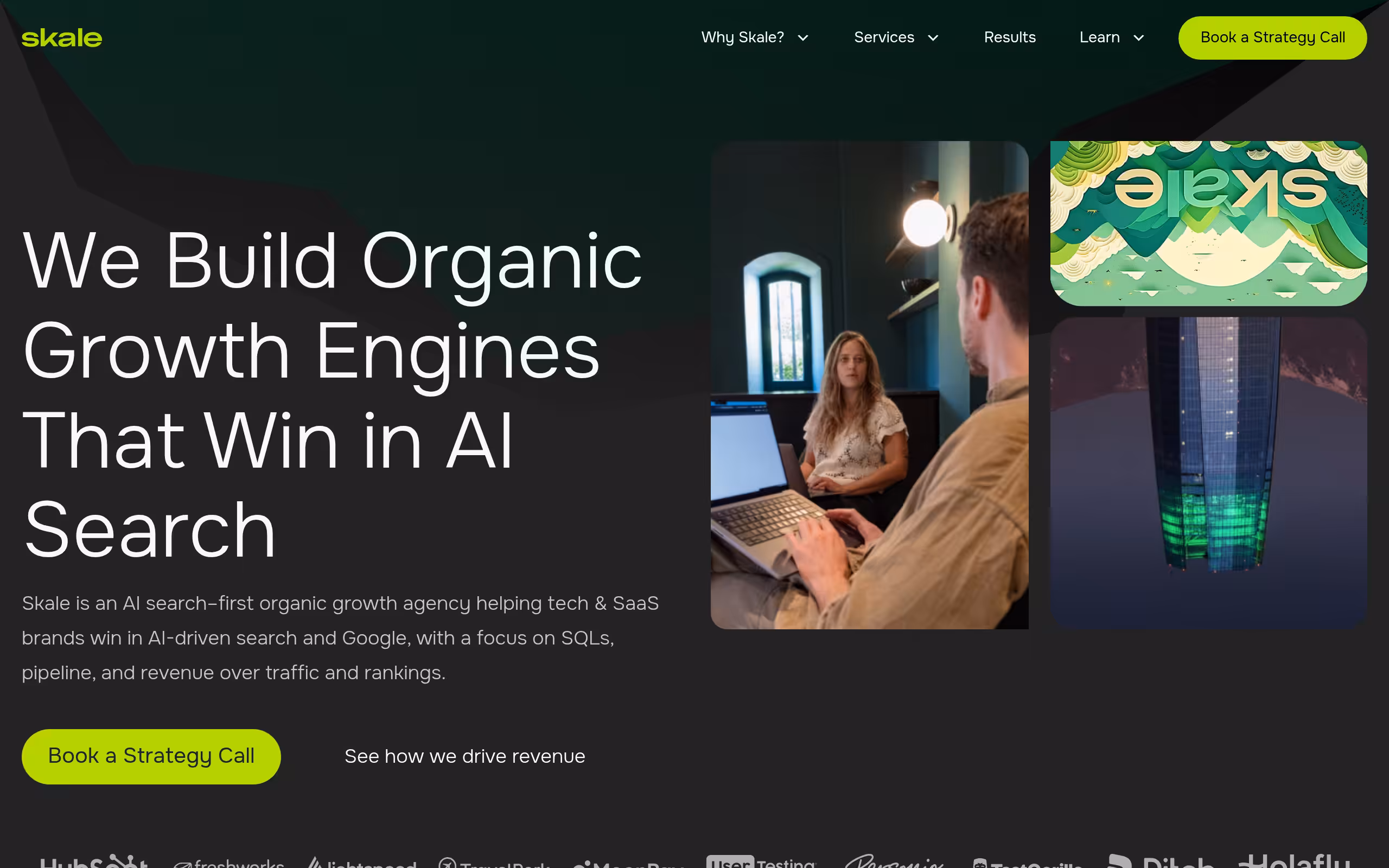 Skale B2B SaaS link building service homepage for startups
