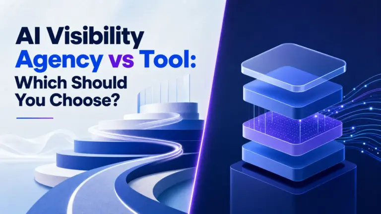 two-sided contrast of agency model versus tool model for ai visibility