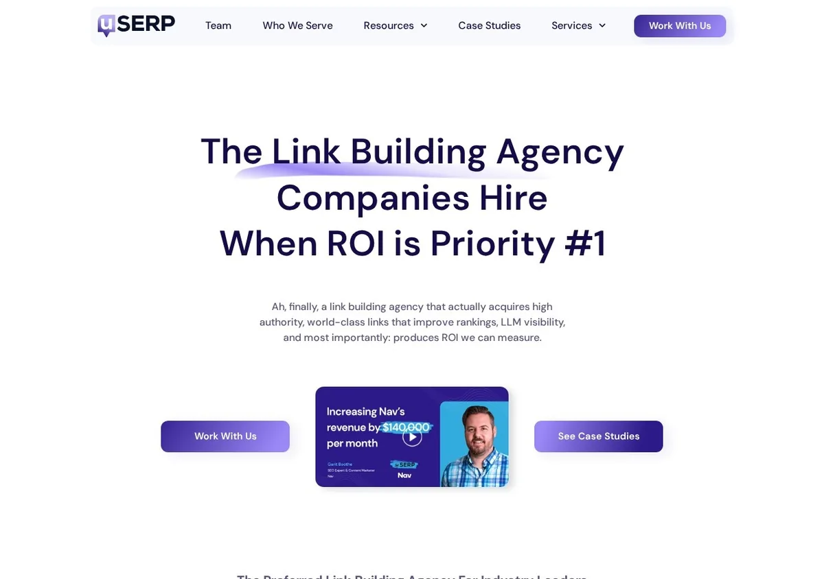 uSERP SaaS backlink acquisition agency screenshot