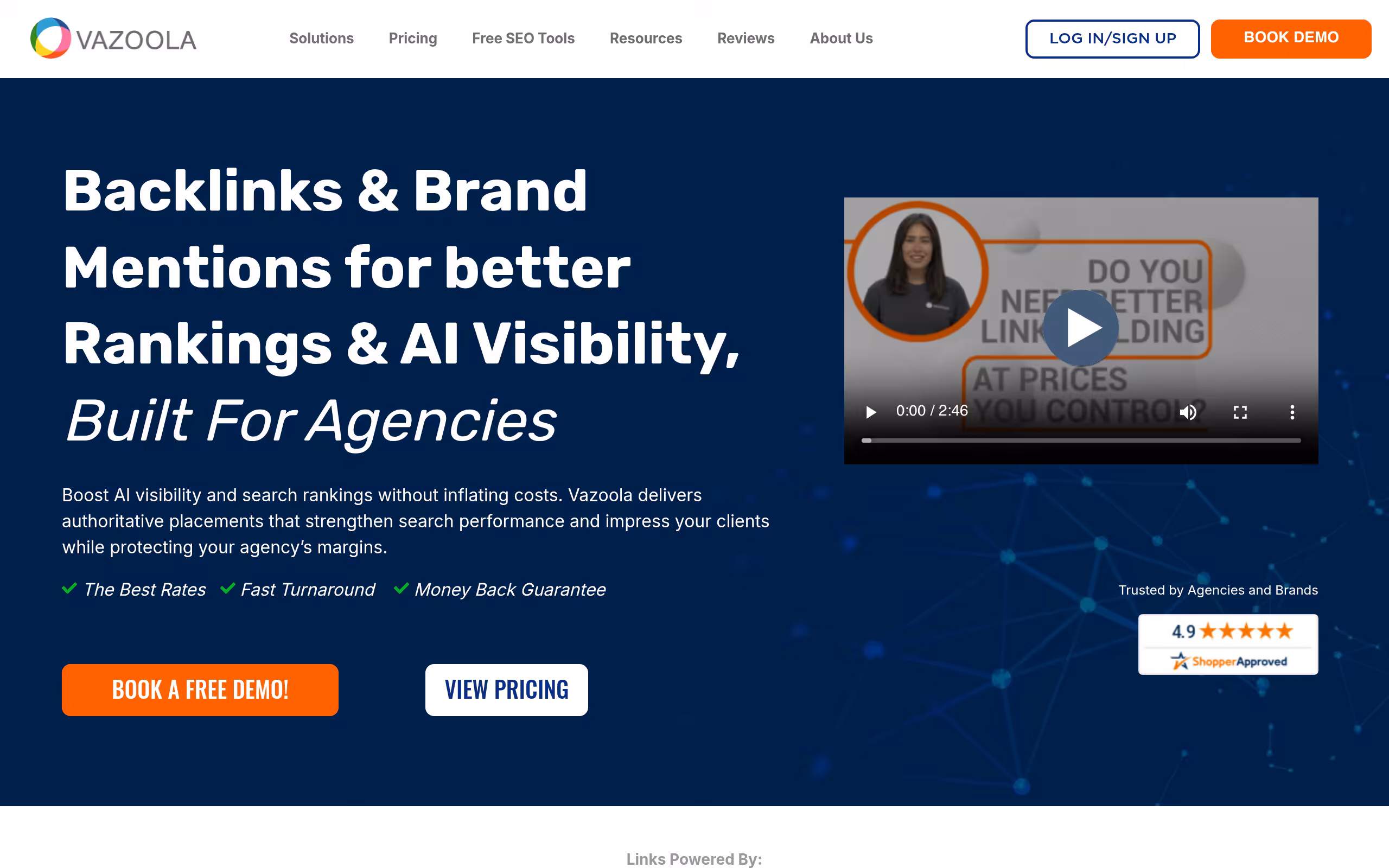 Vazoola ecommerce link building services pricing page