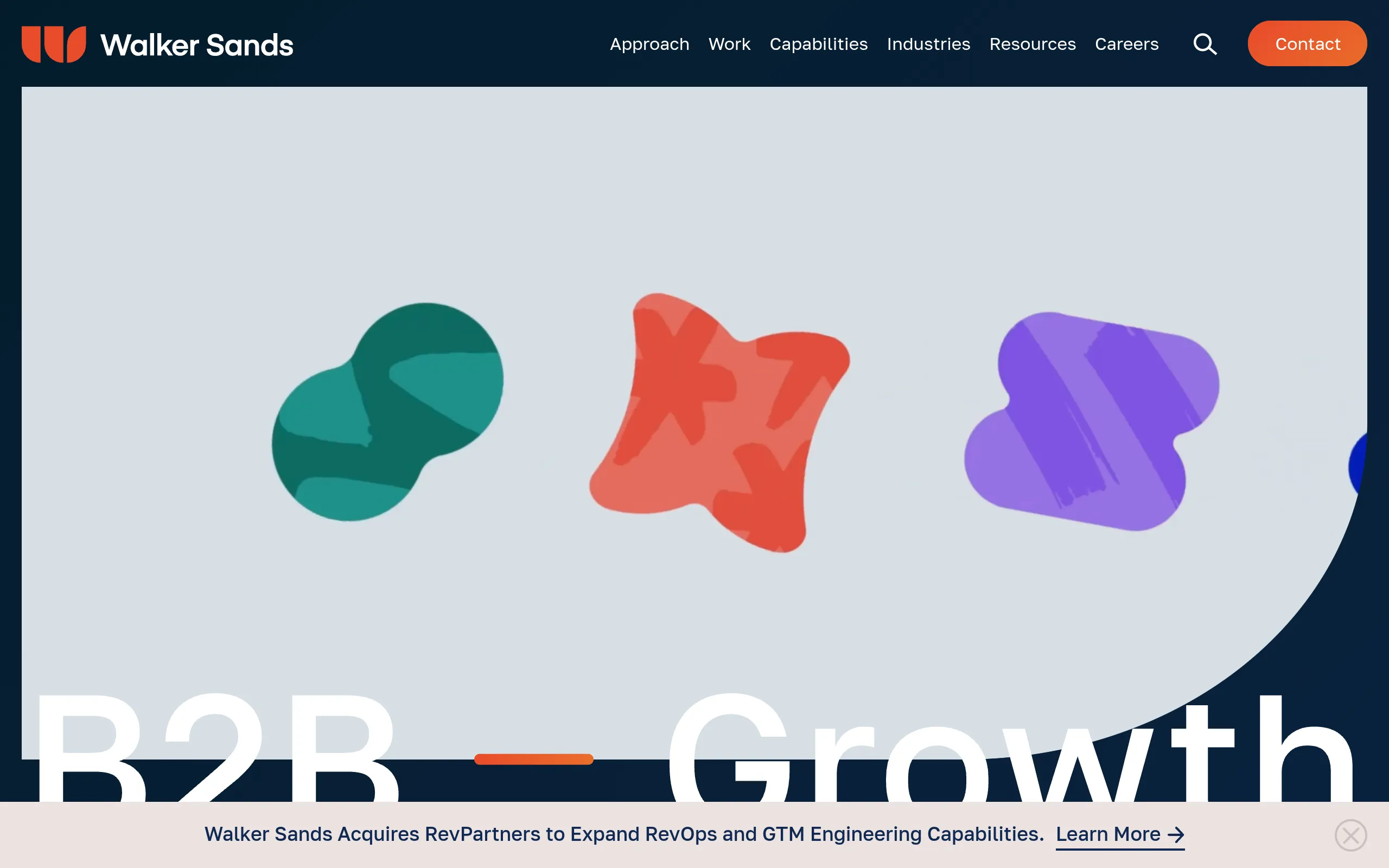 Walker sands B2B marketing and PR agency homepage