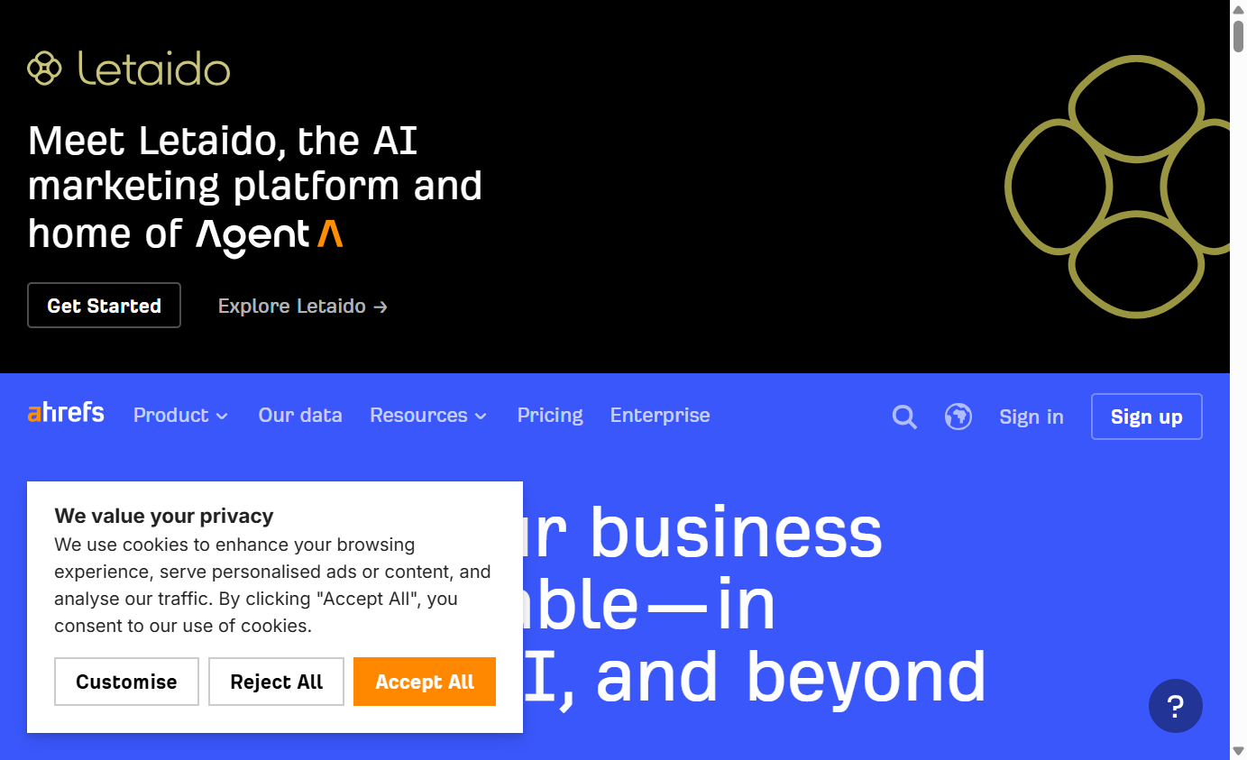 Screenshot of https://ahrefs.com