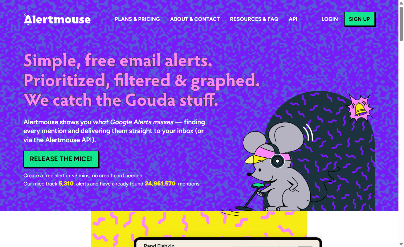 Screenshot of https://alertmouse.com