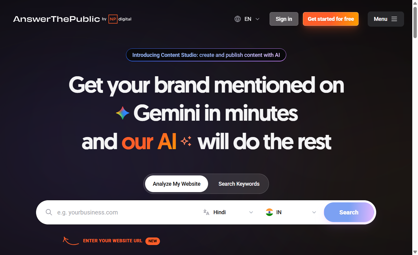 Screenshot of https://answerthepublic.com