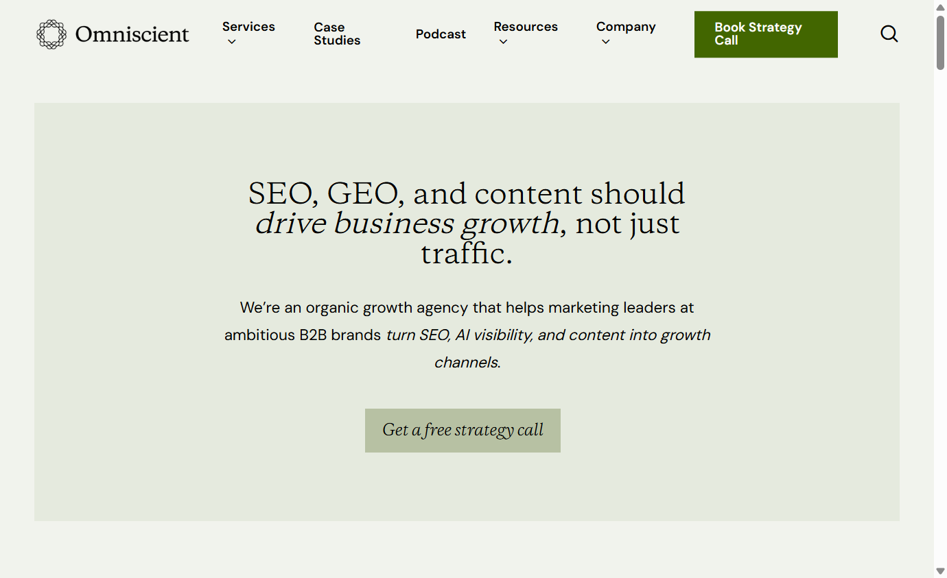 Screenshot of https://beomniscient.com