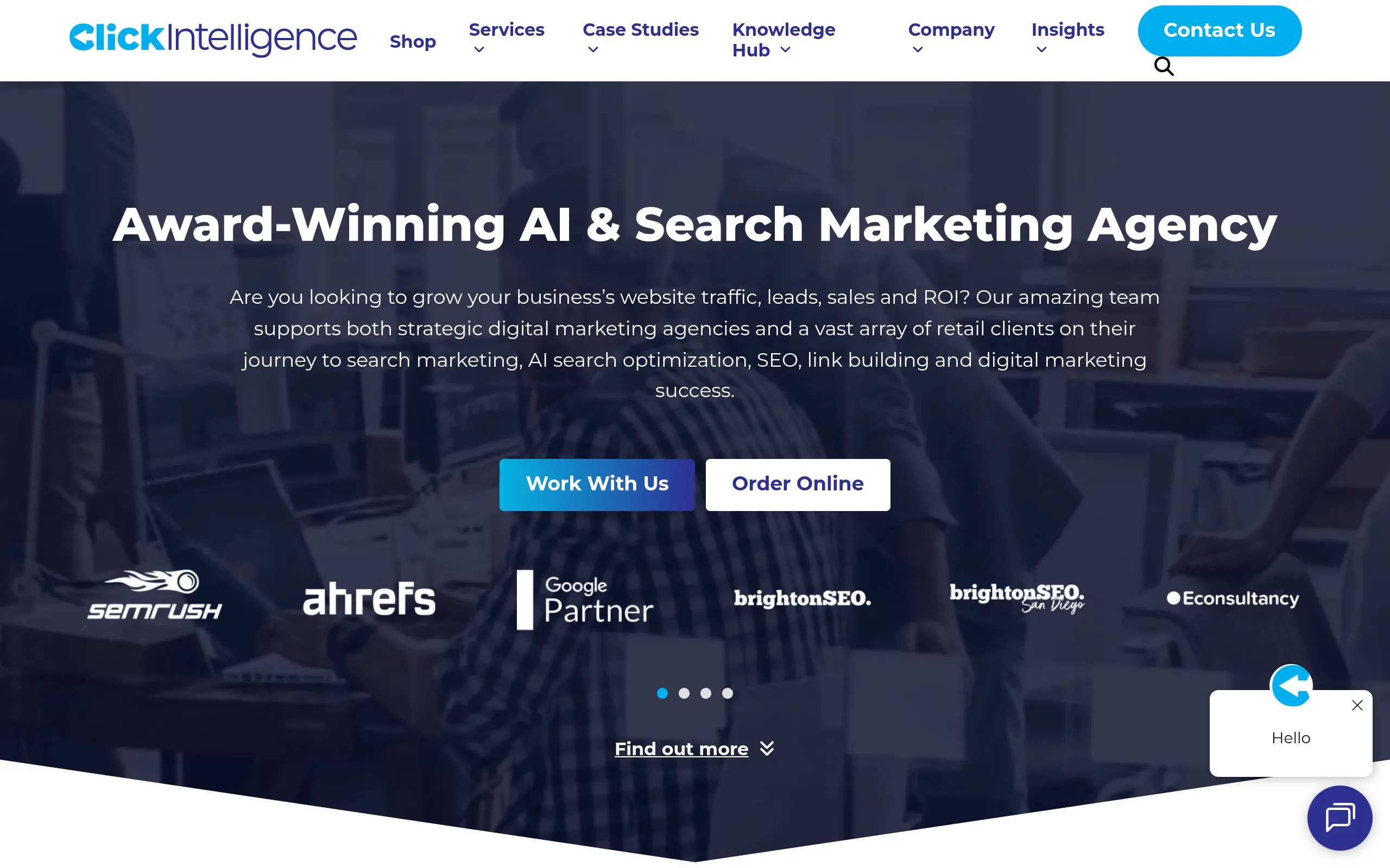 Screenshot: click intelligence digital pr brand mentions agency homepage screenshot