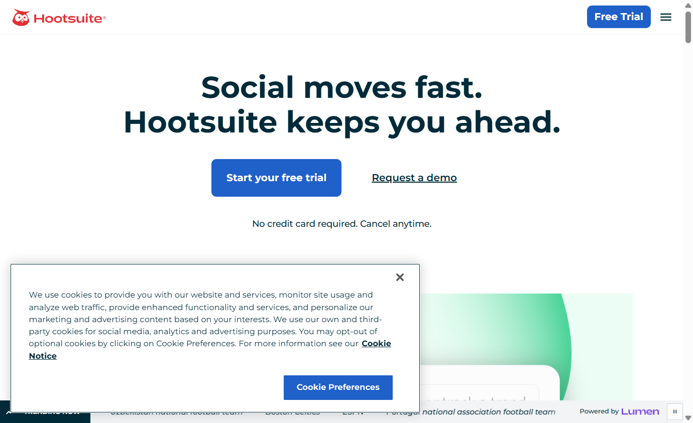 Screenshot of https://www.hootsuite.com