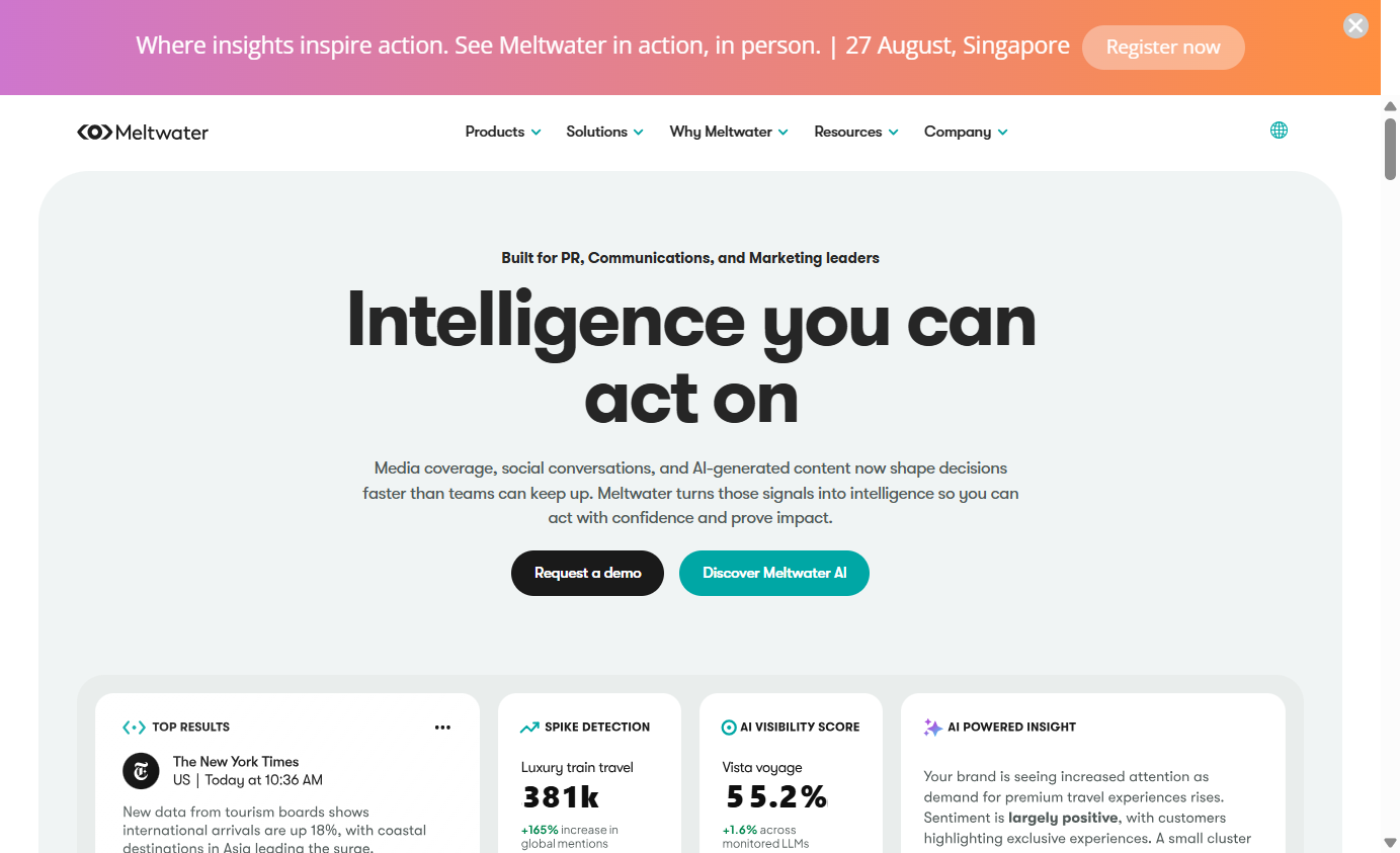 Screenshot of https://www.meltwater.com