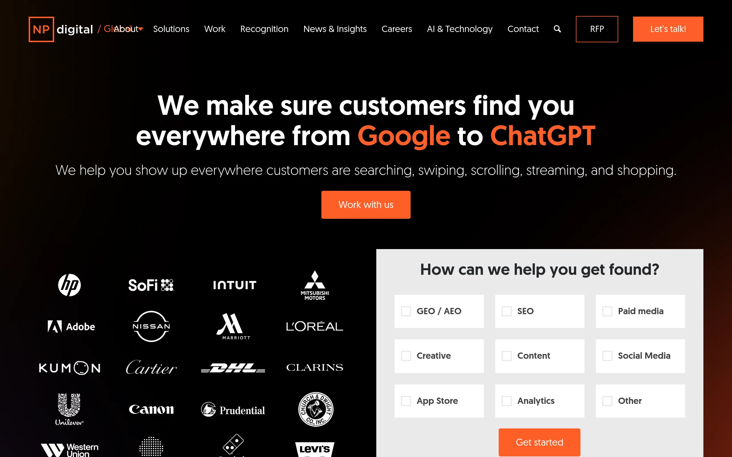 Screenshot: np digital full service digital marketing agency homepage screenshot