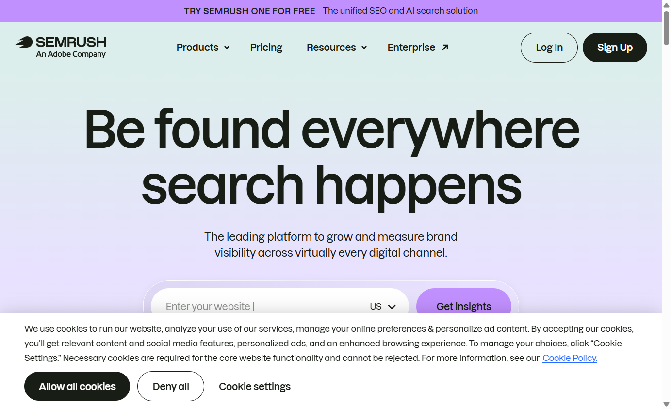 Screenshot of https://www.semrush.com