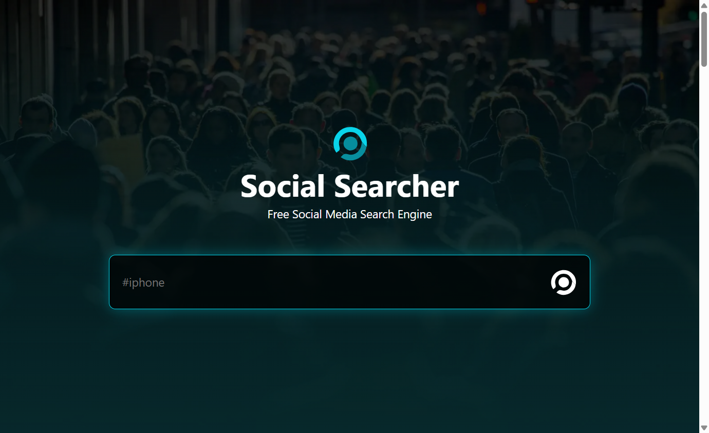 Screenshot of https://www.social-searcher.com
