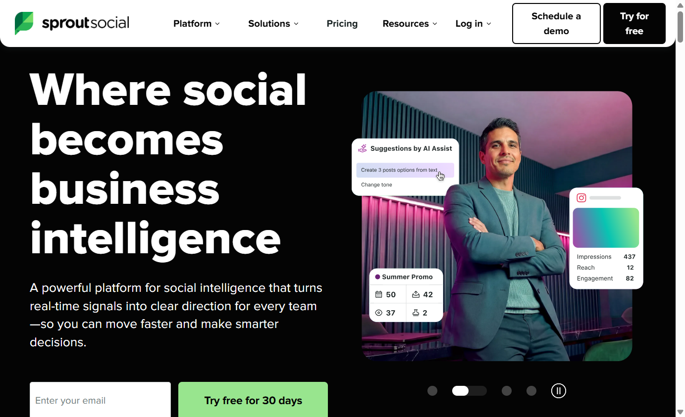 Screenshot of https://sproutsocial.com
