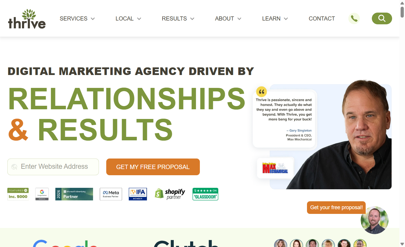 Screenshot of https://thriveagency.com