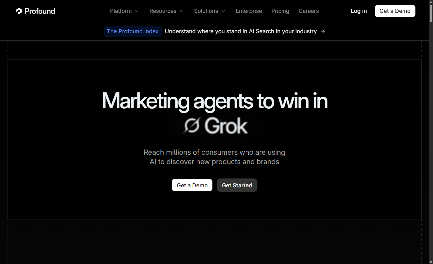 Screenshot of https://www.tryprofound.com