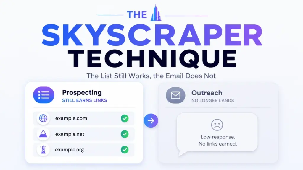 Two cards contrasting the prospecting half of the technique with the outreach half